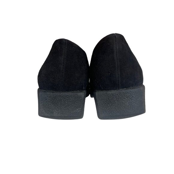 Vintage Stuart Weitzman 10 AAA Shoes Black Square Toe Mary Janes Suede? NARROW - Picture 5 of 10